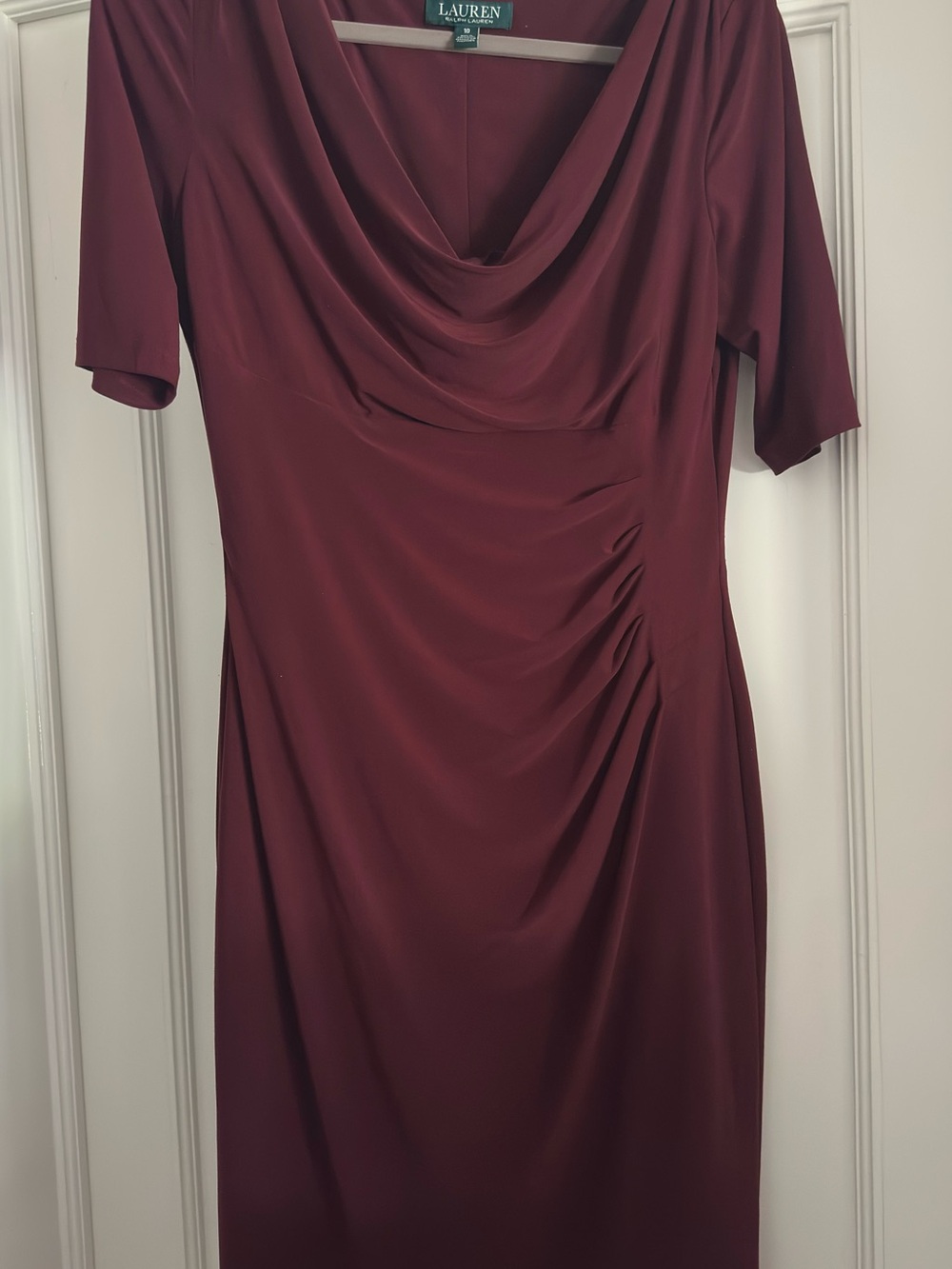 Lauren Ralph Lauren Wine Cowl Neck Midi Dress